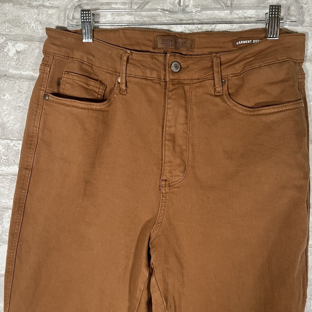 Judy Blue Brown Garment Dyed High Rise Flare Raw Hem Jeans Size 14W - Picture 5 of 11